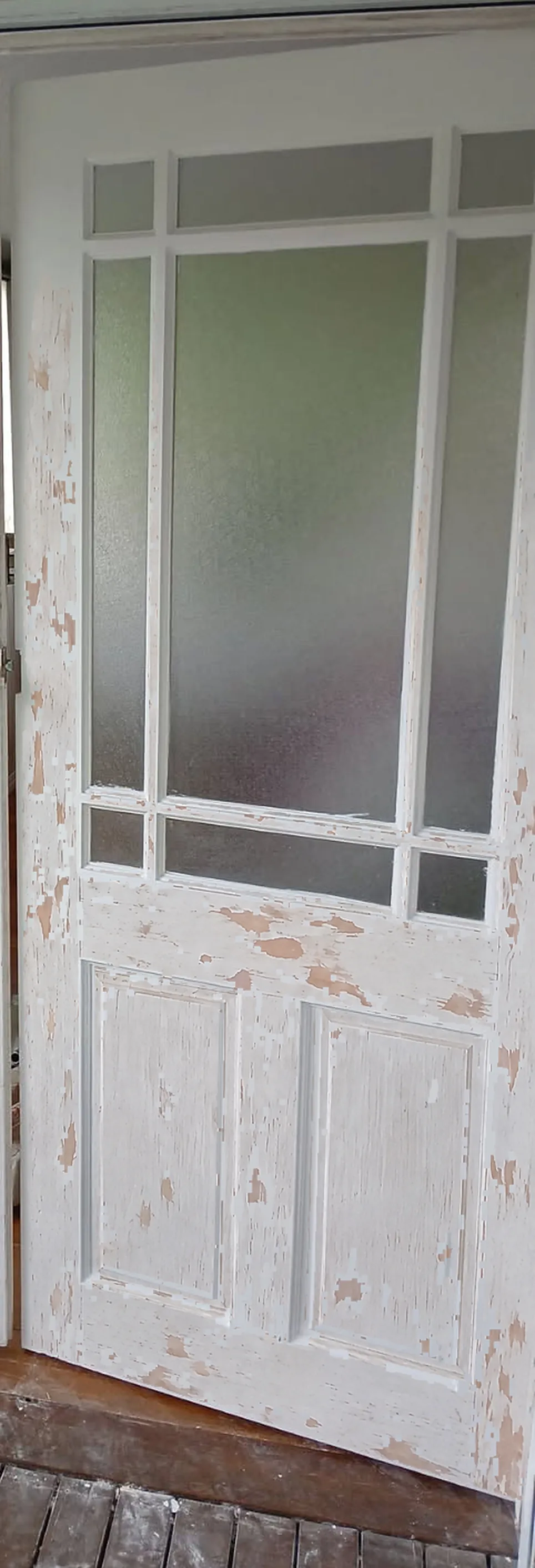 Before: French door with flaking paint